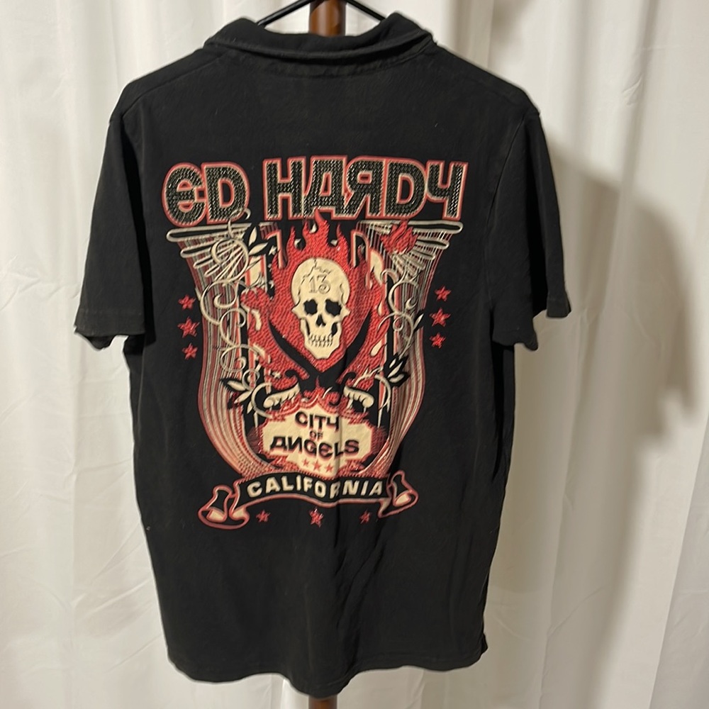 VINTAGE ED HARDY POLO SHIRT  XL